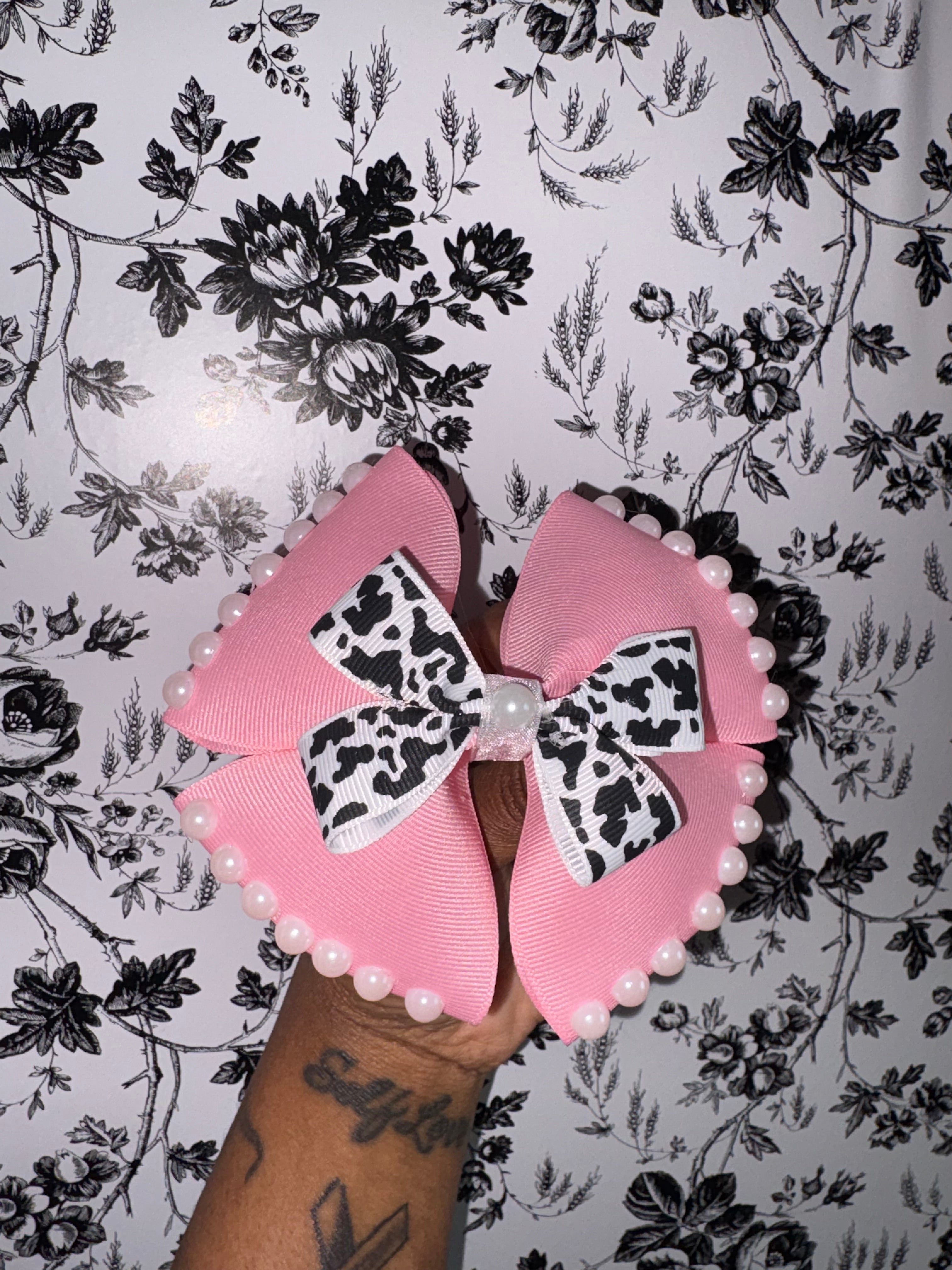 Pearly Cow Print Bow
